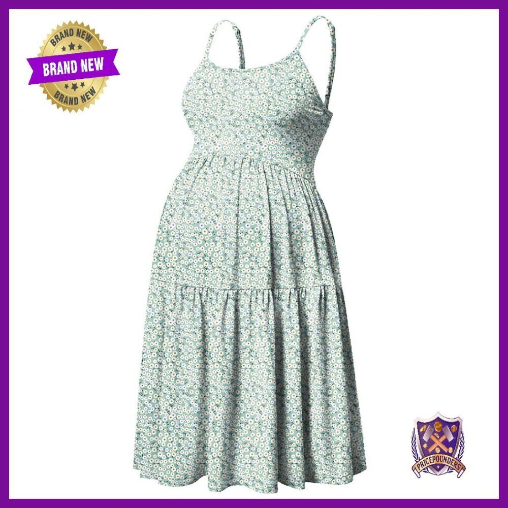 Girls Sleeveless Swing Dress Adjustable Straps Summer Casual Tiered